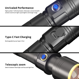 2025 New <span class=keywords><strong>LED</strong></span> chiến thuật siêu sáng có thể sạc lại lumens cao Torch ánh sáng <span class=keywords><strong>LED</strong></span> Đèn pin dài phạm vi mạnh mẽ Torch ánh sáng - Product Image 3