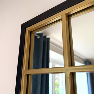 Aimi - Full Length Black & Gold Metal <b>Rectangle</b> Window <b>Mirror</b> - 180cm X 105cm. - Product Image 2
