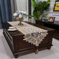 Chemin de table de luxe en dentelle à motif géométrique, résistant à l'usure et aux hautes températures, serviette décorative pour table basse et meuble TV