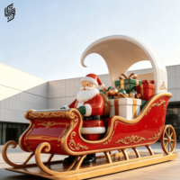 Sculpture personnalisée de Père Noël sur traîneau en fibre de verre de haute qualité pour la décoration des centres commerciaux en période des fêtes