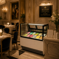 Congélateur commercial pour glaces en vitrine, capacité 10/12 bacs avec système de refroidissement par ventilateur avancé