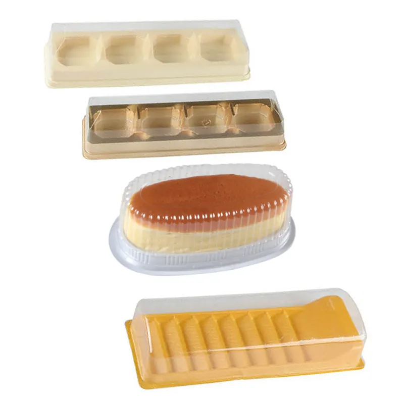 Plástico transparente PET oval grande caixa de empacotamento para bolo de mousse caixa de bolo de queijo