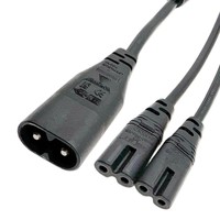 Adaptateur répartiteur en Y C8 vers double C7 avec blindage tressé et gaine en PVC, charge rapide 5A pour TV, moniteur, imprimante