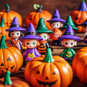 Poupées sorcières citrouilles en plastique, jouets d'Halloween pour enfants, décoration intérieure - Product Image 3