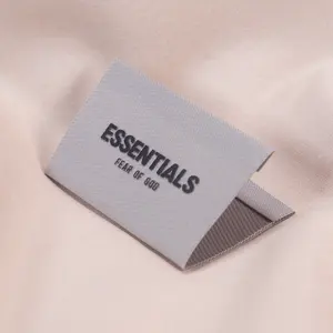 Lüks özel damask dokuma etiket 3D baskılı pamuk etiketleri konfeksiyon aksesuarları kişiselleştirilmiş dokulu gri giysiler için etiket