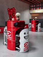 Set Meja dan Kursi Bar Kombinasi Logam Industrial untuk Kafe/Barbeque Outdoor Kreatif, Dapat Disesuaikan, untuk Komersial