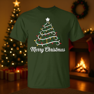Camiseta con estampado de árbol de Navidad y luces enredadas para hombres y mujeres, camisa navideña a juego para la familia - Product Image 3