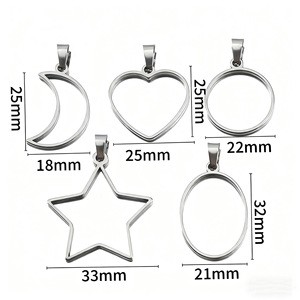 Pendentif en acier inoxydable à cadre creux, formes variées, grande taille, pour la fabrication de colliers, accessoires de bijoux DIY - Product Image 2