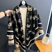 Châle européen coréen haut de gamme pour femmes automne hiver classique noir blanc écharpe de transport polyvalent Simple épaissi Polyester