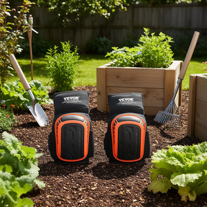 Genouillères extensibles Vevor, noires et orange, en mousse antidérapante, avec fermeture auto-agrippante, pour le jardinage et les travaux de construction - Product Image 2