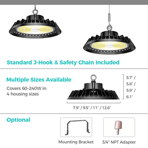 Projecteur <span class=keywords><strong>LED</strong></span> UFO pour entrepôt, atelier, usine, salle de sport, IP65, ETL, DLC, puissance sélectionnable - Product Image 5