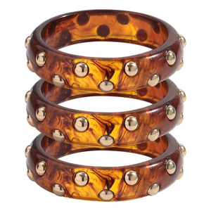 Bracelet tendance 2026, nouvelle arrivée, bracelet en <span class=keywords><strong>ambre</strong></span>, rivets dorés punk, rond, irrégulier, en résine, pour couples - Product Image 1