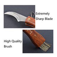 Couteau de poche pliant professionnel avec brosse à lame en acier manche en palissandre pour le jardinage et la chasse couteau de cueillette de champignons