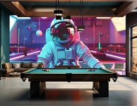 Peinture Murale Décorative Autocollante Imperméable en Soie, Motif Astronaute, Billard et Tennis de Table, Design Européen
