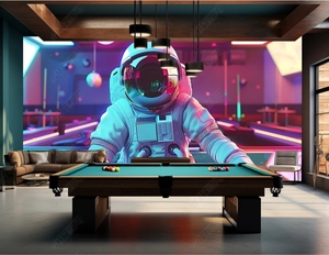 Tela <span class=keywords><strong>de</strong></span> seda astronauta mesa <span class=keywords><strong>de</strong></span> billar tenis pintura decorativa pintura colgante mural <span class=keywords><strong>pared</strong></span> <span class=keywords><strong>de</strong></span> fondo - Product Image 2