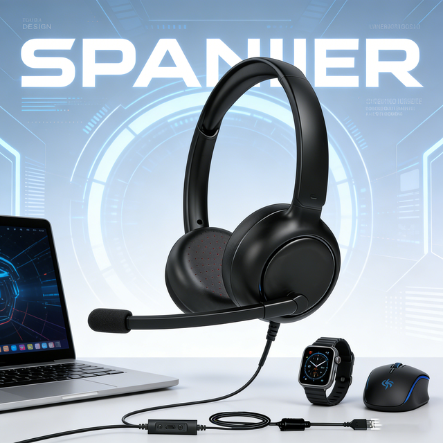 USB Wired Binaural Headphone Qualcomm ENC Noise Cancelling Microphone Mute Over Ear Headset for Office Business Telephone