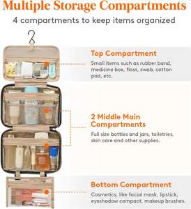 Neceser Colgante con Múltiples Compartimentos Organizados, Impermeable, Fácil de Limpiar, Bolsa de Maquillaje Portátil, Artículos Esenciales de Viaje - Product Image 5