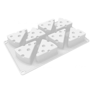 Moule à fromage en silicone, 8 cavités, forme triangulaire, pour gâteau au chocolat, savon, fabrication de bougies, blanc, taille unique - Product Image 1