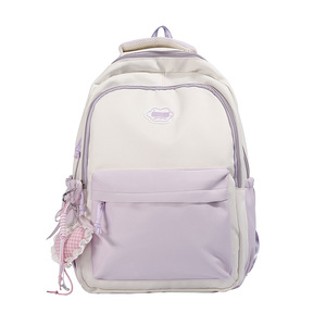 High-end contrasting color double-shoulder <b>bag</b> 2026 new trendy female <b>college</b> backpack large capacity short trip travel - Product Image 6