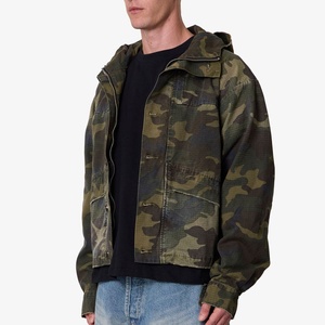 Men's Camouflage Hooded Canvas <b>Jacket</b> Casual Loose Fit Button Closure Autumn Wear OEM ODM Customized - Product Image 2