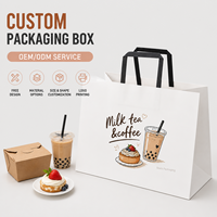Sacs en papier kraft écologiques, recyclables et jetables personnalisés avec poignées pour la restauration rapide, les barbecues et les plats à emporter