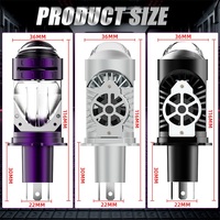 Phare LED H4 Super Lumineux avec Lentille Projecteur, Mini Lentille LED H4, Ampoule Laser LED H4 pour Voiture
