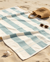Wholesale Custom 100% Cotton Striped Eco-friendly Quick-dry Sand-proof Double-Sided Luxury Multi-functional Beach Towel