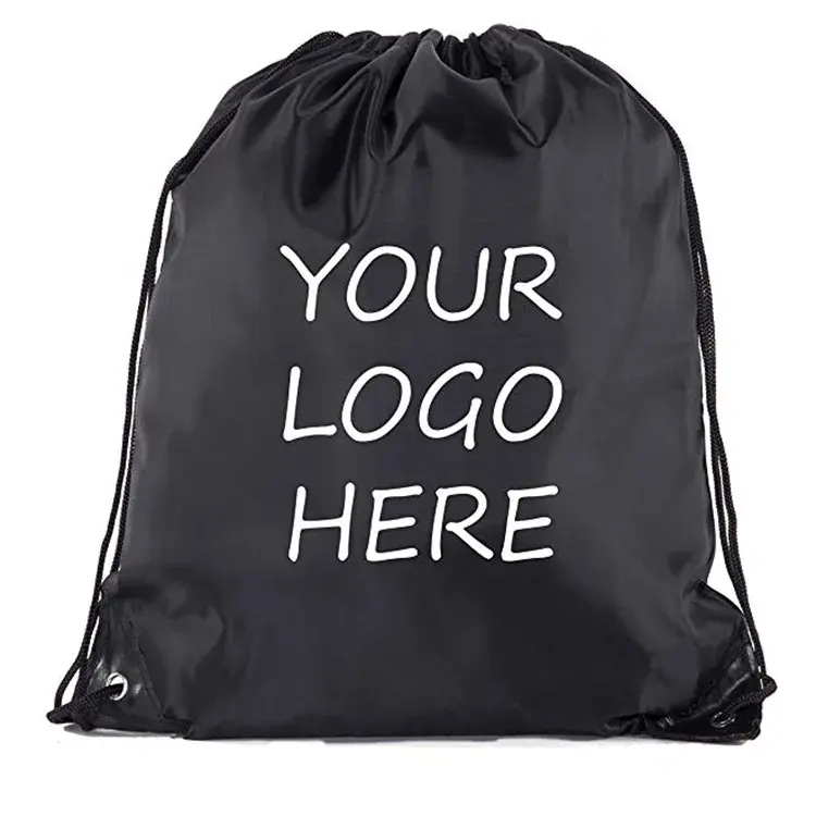 폴리 에스터 사용자 정의 그리기 끈 쇼핑백 스포츠 자신의 브랜드 인쇄와 부드러운 간단한 포장 가방