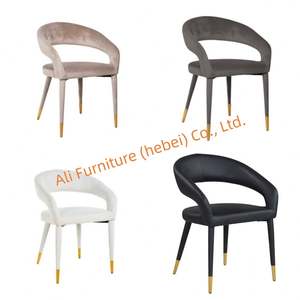 Chaise de salle à manger directement en usine Chaise d'appoint moderne en velours rembourrée à dossier arrondi Support de chaise en gros et conception personnalisée - Product Image 5