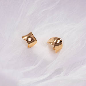 Pendientes de Botón con Textura de Papel de Aluminio Dreamshow para Mujer, Moda, Chapado en Oro de 18k, Joyería de Plata Chapada en Oro - Product Image 1