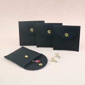 8x8cm Black Faux Pu Leather Suede Jewelry Pouch Velvet <b>Envelope</b> Pouch with Button Microfiber Jewelry Bag in Stock - Product Image 3