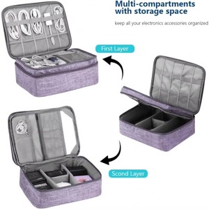 Échantillon gratuit : Organisateur d'électronique de voyage, sac étanche pour câbles et accessoires électroniques, double couche, grande capacité - Product Image 2
