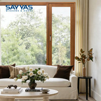 Perfil de Ventana SAYYAS F120 Fijo de Lujo, Revestido de Aluminio y Madera, Acabado Negro, Vidrio Personalizado, Diseño Moderno para Hoteles y Edificios de Oficinas