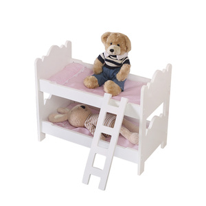 Meubles miniatures en bois unisexe pour poupées, lit superposé en bois avec écran, lit pour enfants - Product Image 1