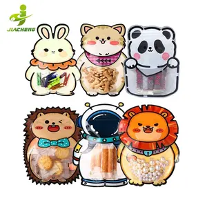 定制oem可重复使用塑料食用食品包装熊猫猫宠物特殊不规则形状直立拉链模切袋带窗口