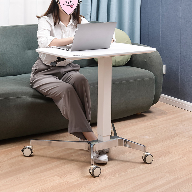Pneumatic Desk Height Adjustable Laptop Table with Wheels Mobile Standing Desk