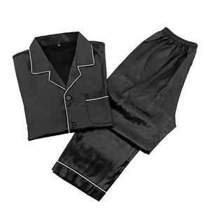 Classic Elegant Family <b>Men</b> Fluffy Polyester Pajamas, High Quality Plus Size Warm Black <b>Sleepwear</b> for <b>Men</b> - Product Image 1