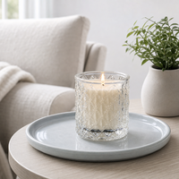 Petit Porte-Bougie en Verre Transparent Texturé, Coupe à Bougie Décorative pour la Vente en Gros, Accessoires pour la Maison, Table de Restaurant et Présentoir Cadeau