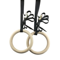 Anillas de Gimnasia Ajustables de Madera con Correas para Entrenamiento en Casa, Ejercicios de Peso Corporal y Fortalecimiento Muscular