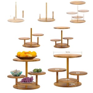Présentoir en bois 31x31x33,5 cm, plateau de rangement minimaliste multi-niveaux pour la maison et le bureau, pour le vin et la décoration - Product Image 5