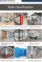 Cloison de bureau modulaire en verre simple/double en aluminium moderne, panneau de cloison en verre trempé, mur intérieur personnalisé