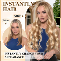 Extensions de cheveux à clipser 100% cheveux humains vierges lisses couleur piano blond 8/613, 8 pièces, 120g, double trame
