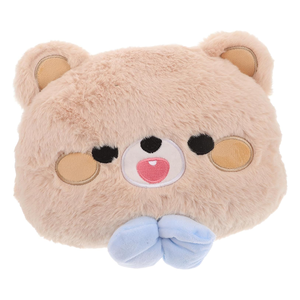 Visage de broderie délicate belles oreilles arc bleu peluche dessin animé ours cou Pad avec sangle fixe décor de voiture oreiller de siège de voiture de luxe - Product Image 1