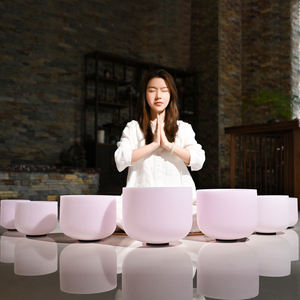 Jinfang 6-12 inch roze gematteerde klankhealing chakra kwarts kristallen zangkommen set van 7 voor meditatie - Product Image 6