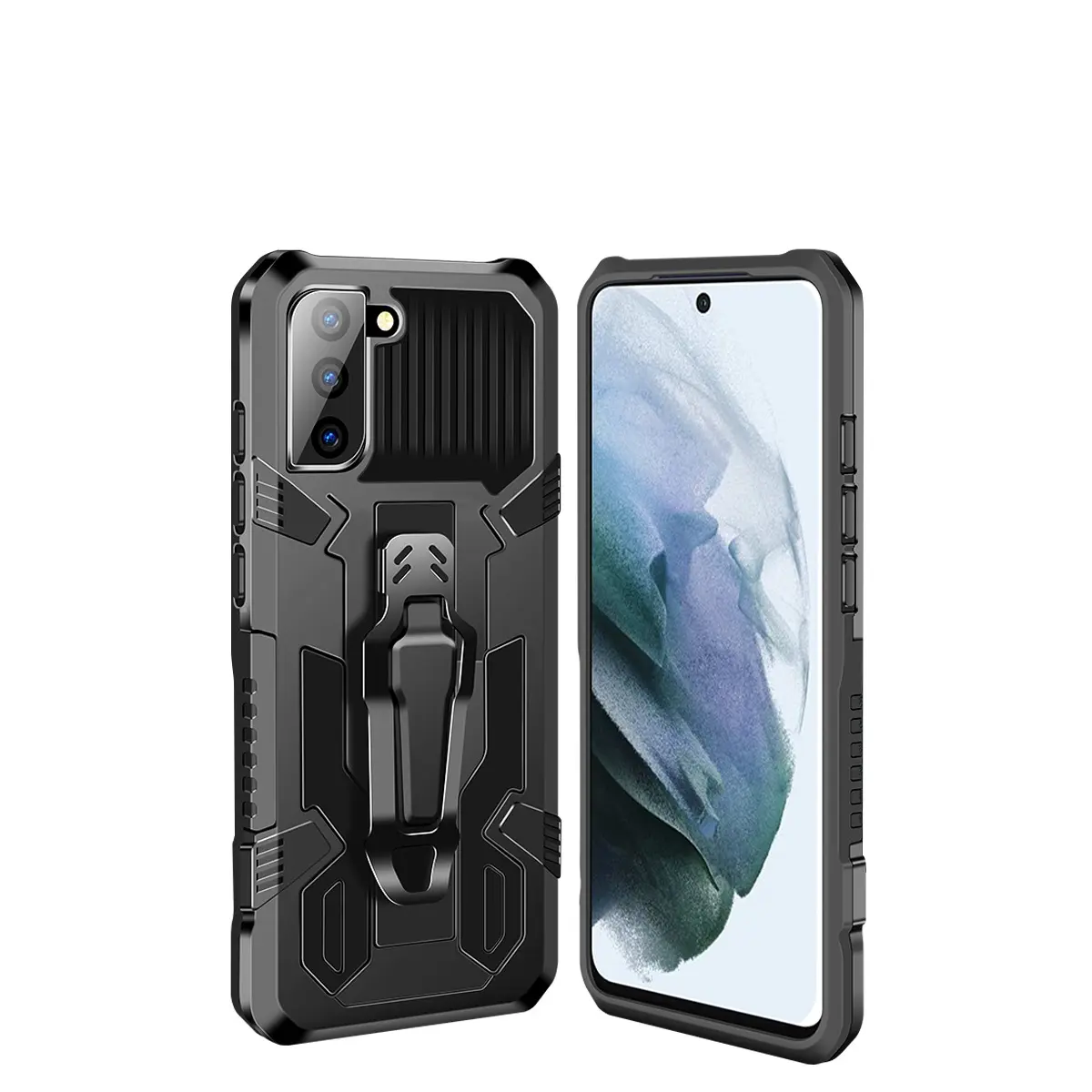 Casing Penyangga Armor Hibrid dengan Klip Magnet Kuat, Casing Ponsel Dudukan Mobil untuk Samsung Galaxy S21 S20 Plus Ultra FE