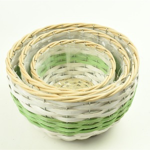 Vaso per Fiori in <span class=keywords><strong>Vimini</strong></span> Intrecciato a Mano BSCI, OEM ODM Personalizzato, Fioriera Rosa in Fibra Vegetale per Decorazioni da Giardino - Product Image 1