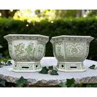 Pot de fleur de style chinois Matériau en céramique Motif classique Conception antique Placement de table en pierre Ornement de jardin
