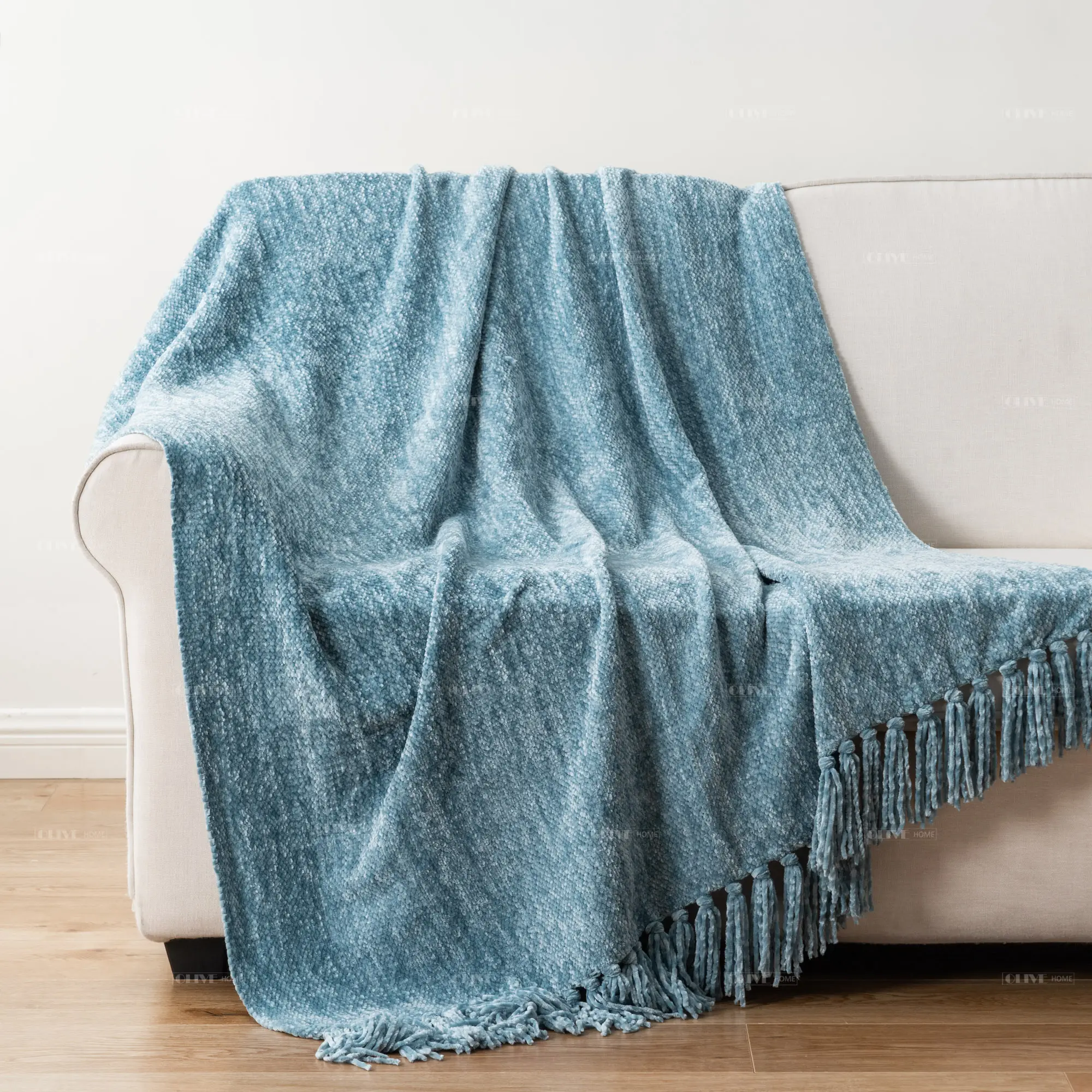 Мягкое уютное одеяло из синели с бахромой и кисточкой для дивана, кресла, кровати, гостиной, подарок