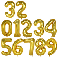 Ballons Chiffres Géants 32 Pouces Noir/Or Rose/Argent 0-9 Propres, Ballons Hélium en Aluminium pour Décorations d'Anniversaire et de Fête
