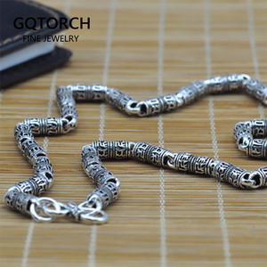 Collar de Plata de Ley 925 con Mantra de Seis Palabras para Hombre, Plata Tailandesa Vintage, <span class=keywords><strong>Om</strong></span> Mani <span class=keywords><strong>Padme</strong></span> Hum, Joyería Budista Tibetana - Product Image 2